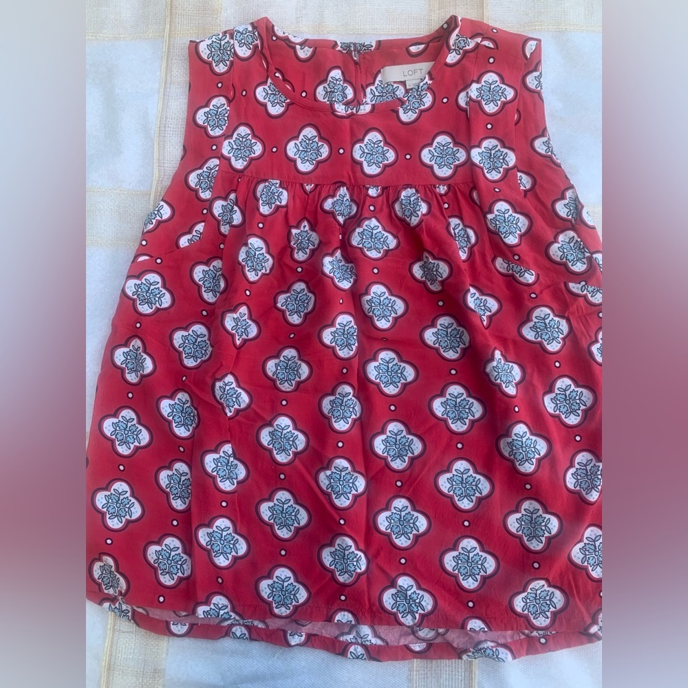 LOFT Red and Blue Floral Dress